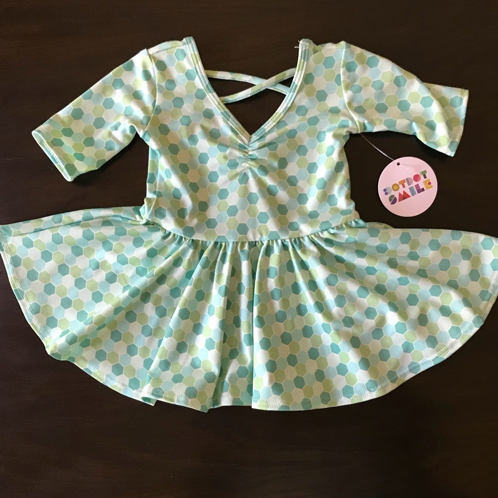 Shades of green hexagon ballerina dress